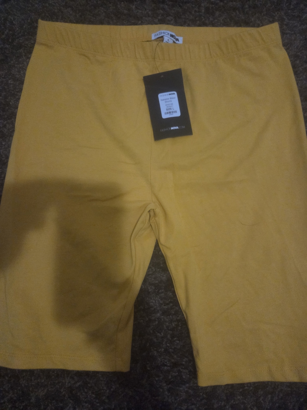 Fashion Nova Mustard Yellow Stretch Bike Shorts Size Large